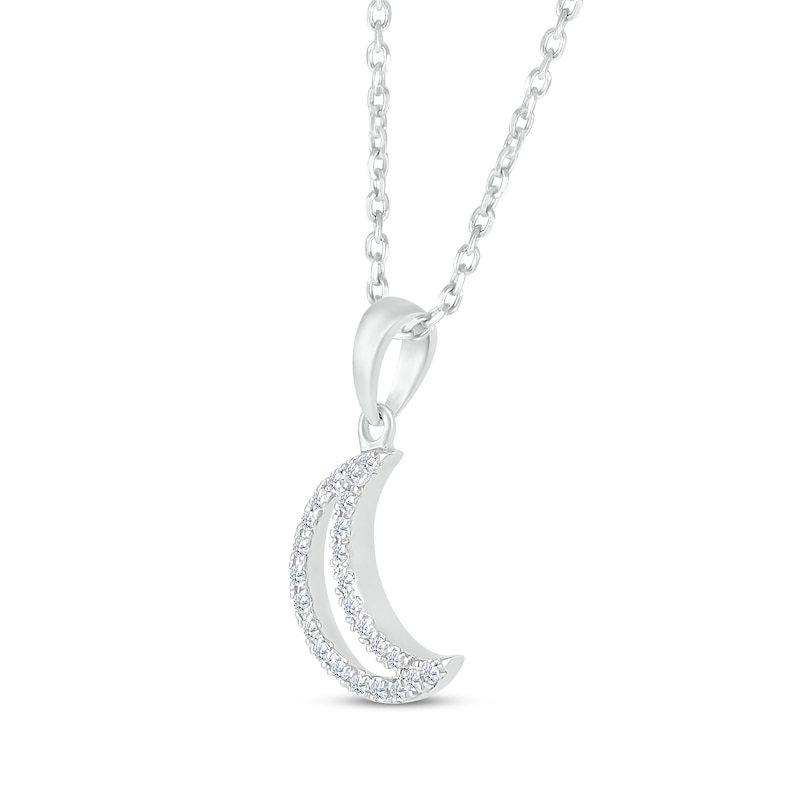 Main Image 2 of Diamond Crescent Moon Necklace 1/10 ct tw Round-cut Sterling Silver 18&quot;