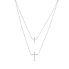 Thumbnail Image 1 of Diamond Layered Cross Necklace 1/6 ct tw Sterling Silver 18&quot;