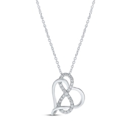 Diamond Heart Infinity Necklace 1/6 ct tw Sterling Silver 18&quot;