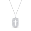 Thumbnail Image 1 of Diamond Cross Cutout Dog Tag Necklace 1/5 ct tw Sterling Silver 18&quot;