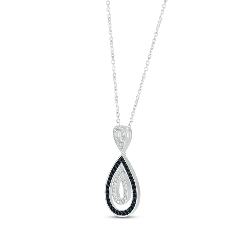 Main Image 2 of Black & White Diamond Double Teardrop Necklace 1/3 ct tw Sterling Silver 18&quot;