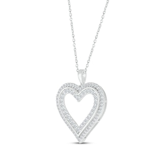 Diamond Heart Necklace 1 ct tw 10K White Gold 18