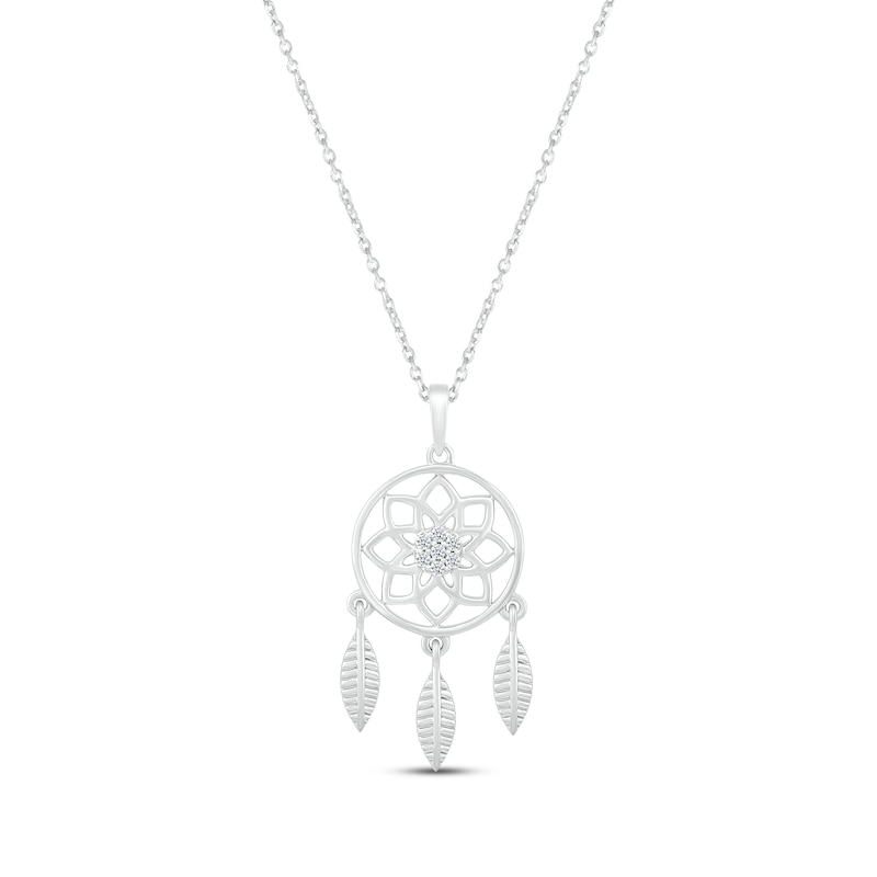 Diamond Dreamcatcher Necklace 1/20 ct tw Sterling Silver 18"