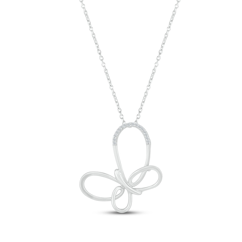 Silver Dainty Diamante Butterfly Necklace