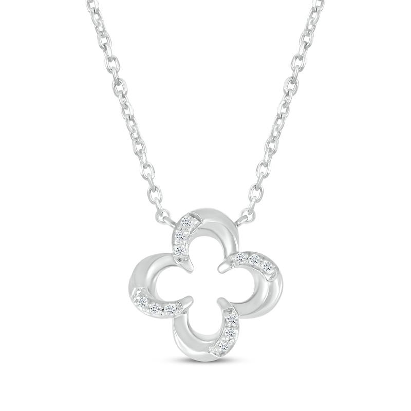 Diamond Four-Leaf Clover Necklace 1/20 ct tw Sterling Silver 18