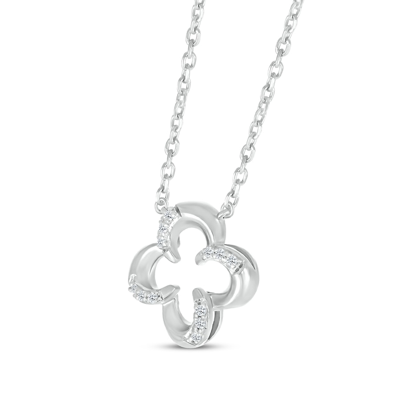 Main Image 2 of Diamond Open Clover Necklace 1/20 ct tw Sterling Silver 18&quot;