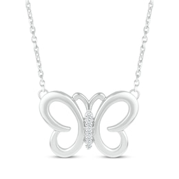 Diamond Butterfly Necklace 1/15 ct tw Sterling Silver