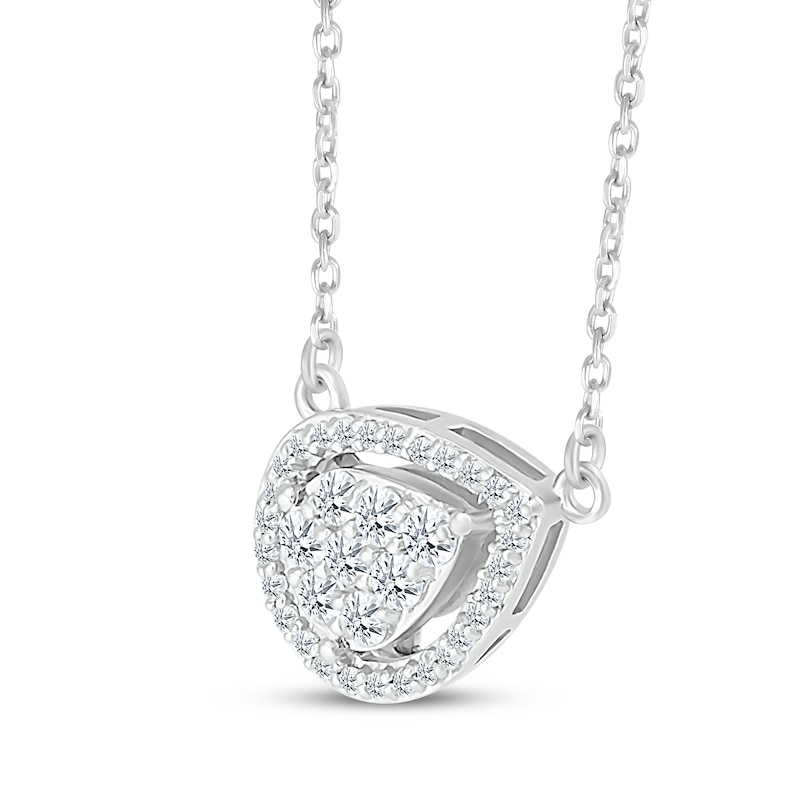 Main Image 2 of Diamond Tilted Teardrop Necklace 1/4 ct tw 10K White Gold 18&quot;