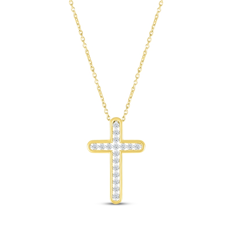 Main Image 1 of Diamond Open Cross Necklace 1/5 ct tw 10K Yellow Gold 18&quot;