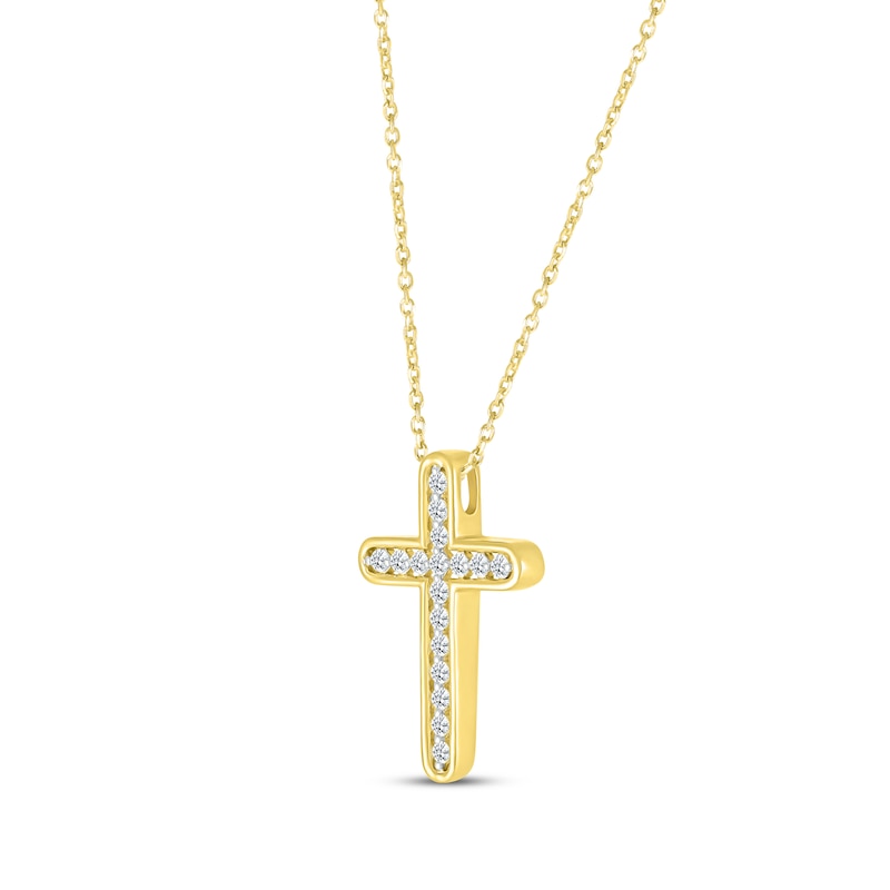 Main Image 2 of Diamond Open Cross Necklace 1/5 ct tw 10K Yellow Gold 18&quot;