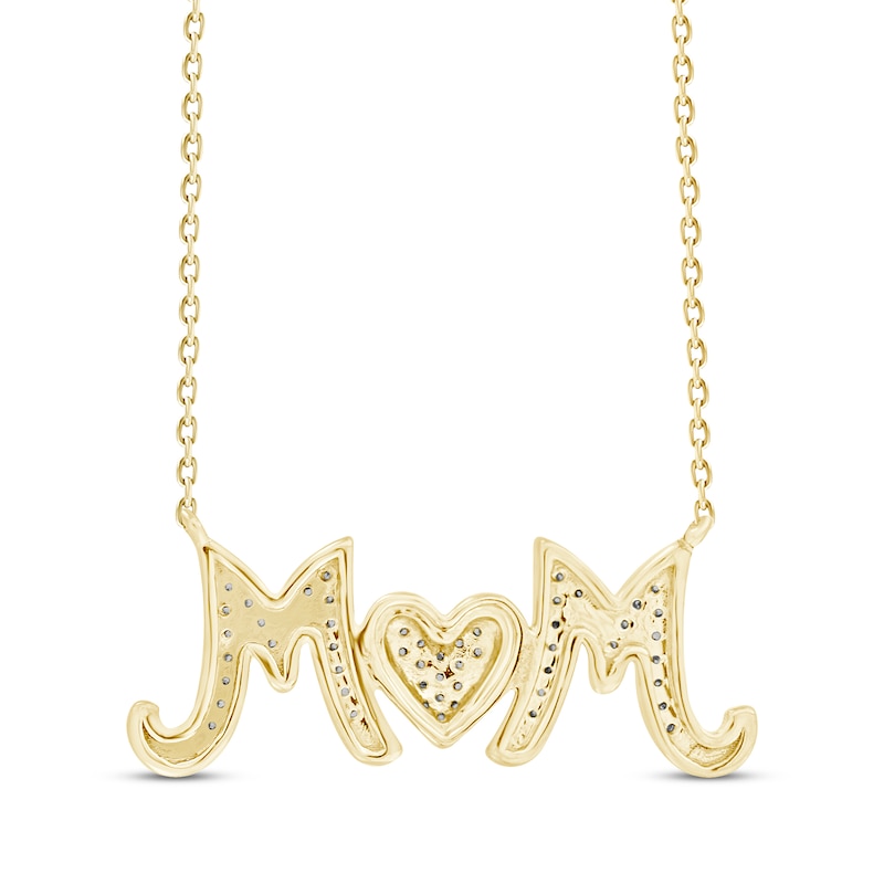 Main Image 3 of Diamond &quot;Mom&quot; Heart Necklace 1/10 ct tw 10K Yellow Gold 18&quot;