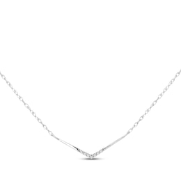 Diamond Chevron Necklace 10K White Gold 18&quot;