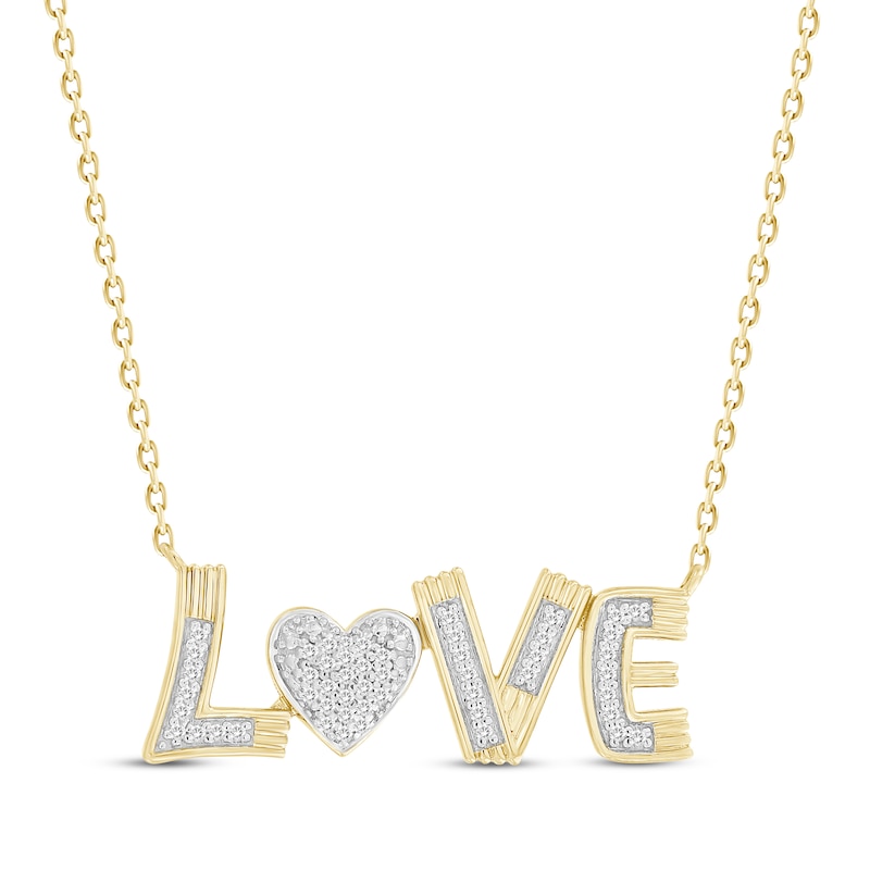 Main Image 1 of Diamond &quot;Love&quot; Heart Necklace 1/10 ct tw 10K Yellow Gold 18&quot;