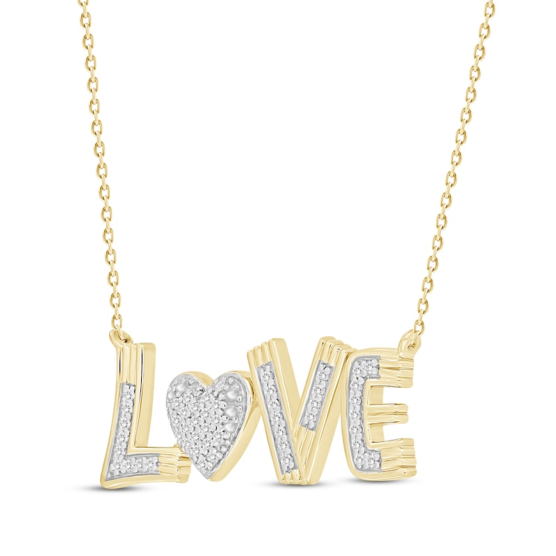 Main Image 2 of Diamond &quot;Love&quot; Heart Necklace 1/10 ct tw 10K Yellow Gold 18&quot;