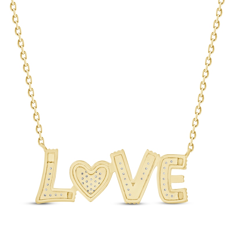 Main Image 3 of Diamond &quot;Love&quot; Heart Necklace 1/10 ct tw 10K Yellow Gold 18&quot;