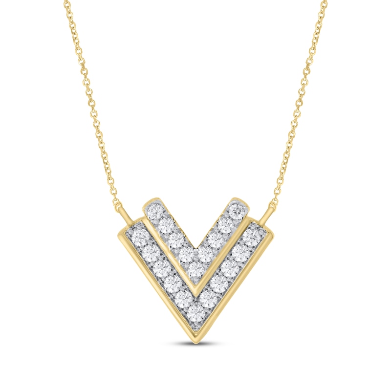 Gems One Diamond V-Shaped Chevron Pendant Necklace (1/3 Ctw