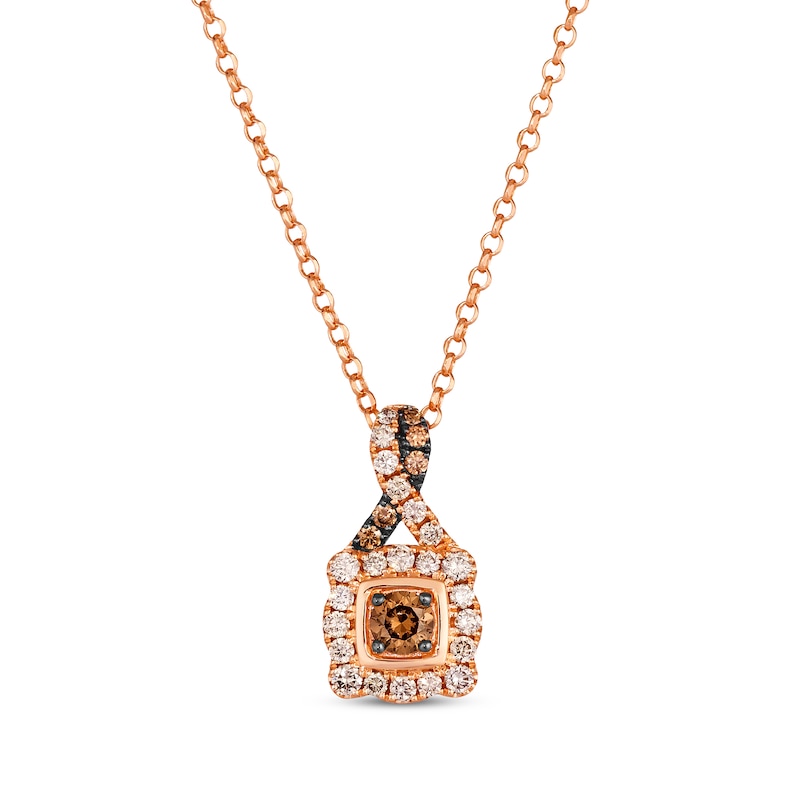 Main Image 1 of Le Vian Chocolate Twist Round-Cut Diamond Necklace 3/4 ct tw 14K Strawberry Gold 19”