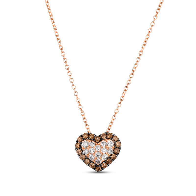 Main Image 1 of Le Vian Diamond Heart Necklace 3/8 ct tw 14K Strawberry Gold 19”