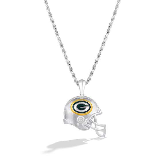 True Fans Green Bay Packers 1/10 CT. T.W. Diamond Enamel Disc Necklace in  Sterling Silver and 10K Yellow Gold