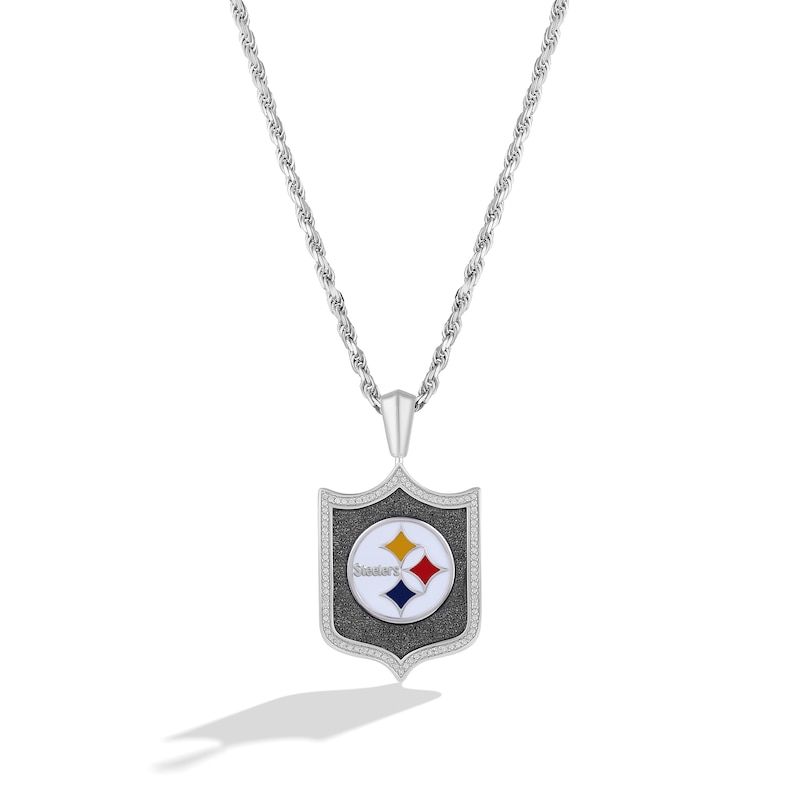 True Fans Philadelphia Eagles 1/5 CT. T.W. Diamond and Enamel Reversible  Shield Necklace in Sterling Silver