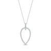 Thumbnail Image 1 of Round-Cut Diamond Pointed Oval Outline Necklace 1/5 ct tw Sterling Silver 18”