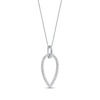 Thumbnail Image 2 of Round-Cut Diamond Pointed Oval Outline Necklace 1/5 ct tw Sterling Silver 18”