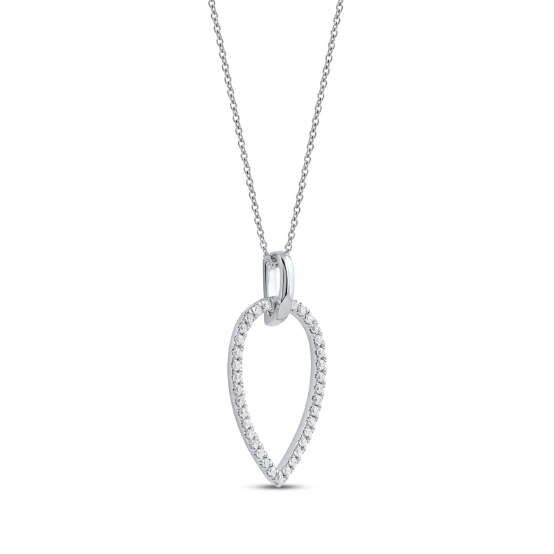 Main Image 2 of Round-Cut Diamond Pointed Oval Outline Necklace 1/5 ct tw Sterling Silver 18”