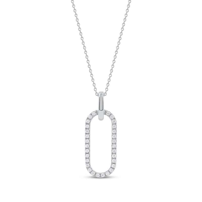 Main Image 1 of Round-Cut Diamond Oblong Outline Necklace 1/5 ct tw Sterling Silver 18&quot;