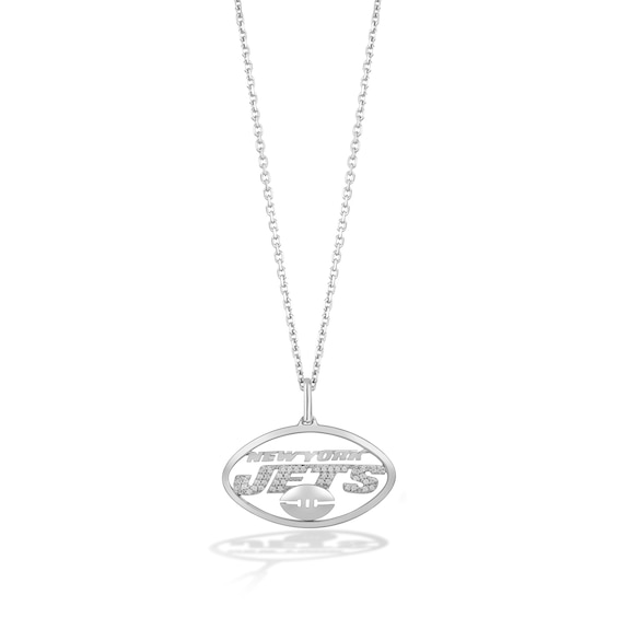 True Fans New York Jets Diamond Accent Football Necklace in