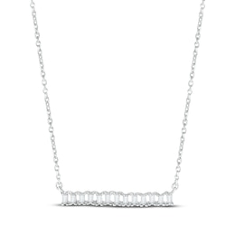 Baguette-Cut Diamond Bar Necklace 1/6 ct tw Sterling Silver 18”