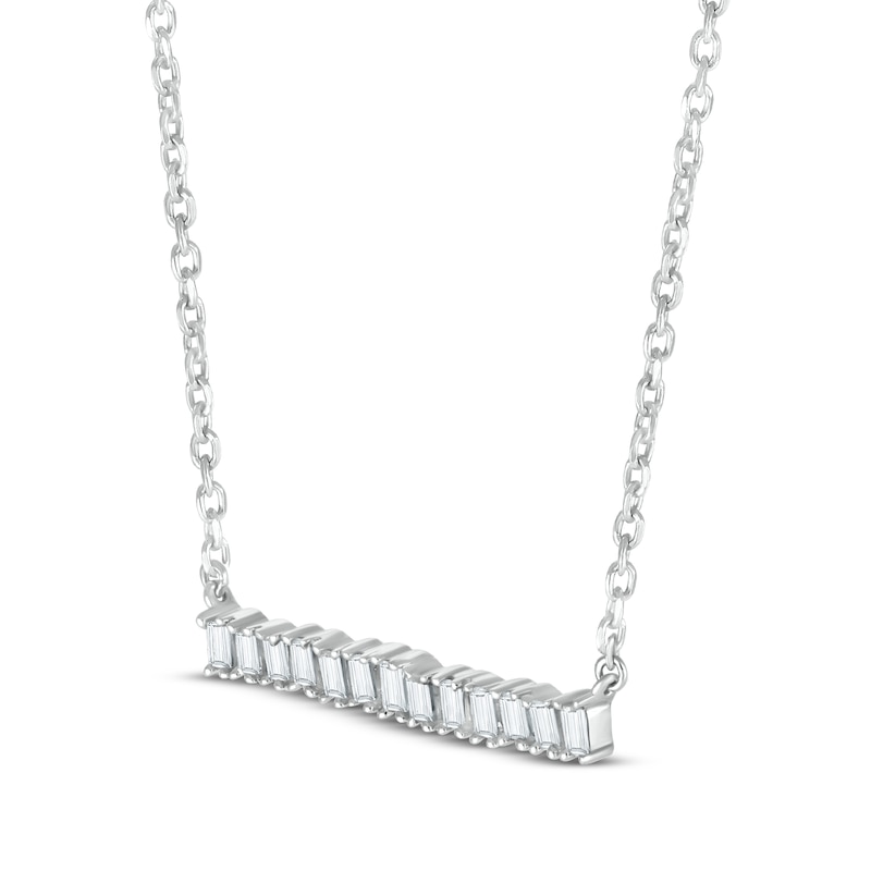 Main Image 2 of Baguette-Cut Diamond Bar Necklace 1/6 ct tw 10K White Gold 18”