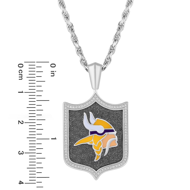 True Fans Minnesota Vikings 1/5 CT. T.W. Diamond and Enamel Reversible Shield Necklace in Sterling Silver