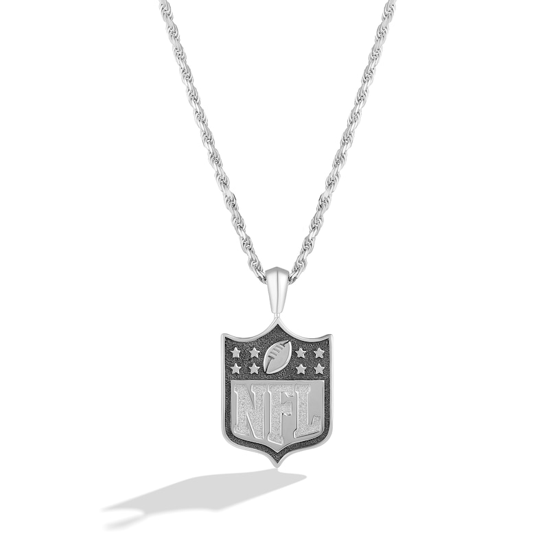 True Fans Detroit Lions 1/5 CT. T.W. Diamond and Enamel Reversible Shield Necklace in Sterling Silver
