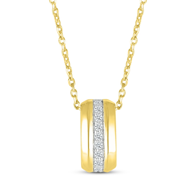 Main Image 1 of Round-Cut Diamond Barrel Necklace 1/15 ct tw 10K Yellow Gold 18”