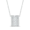 Thumbnail Image 0 of Baguette & Round-Cut Diamond Five-Row Barrel Necklace 1/4 ct tw Sterling Silver 18”