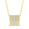 Thumbnail Image 1 of Round-Cut Diamond Three-Row Polished Stripe Barrel Necklace 1/4 ct tw 10K Yellow Gold 18”