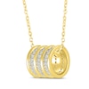 Thumbnail Image 2 of Round-Cut Diamond Three-Row Polished Stripe Barrel Necklace 1/4 ct tw 10K Yellow Gold 18”