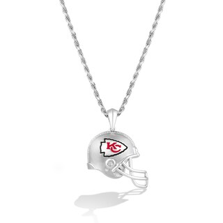 True Fans Chicago Bears Diamond Accent Football Necklace in Sterling Silver