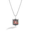 Thumbnail Image 1 of True Fans Cincinnati Bengals 1/5 CT. T.W. Diamond and Enamel Reversible Shield Necklace in Sterling Silver