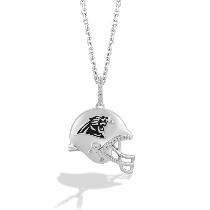 True Fans™ NFL Pittsburgh Steelers 1/20 CT. T.W. Diamond Small Helmet  Pendant in Sterling Silver