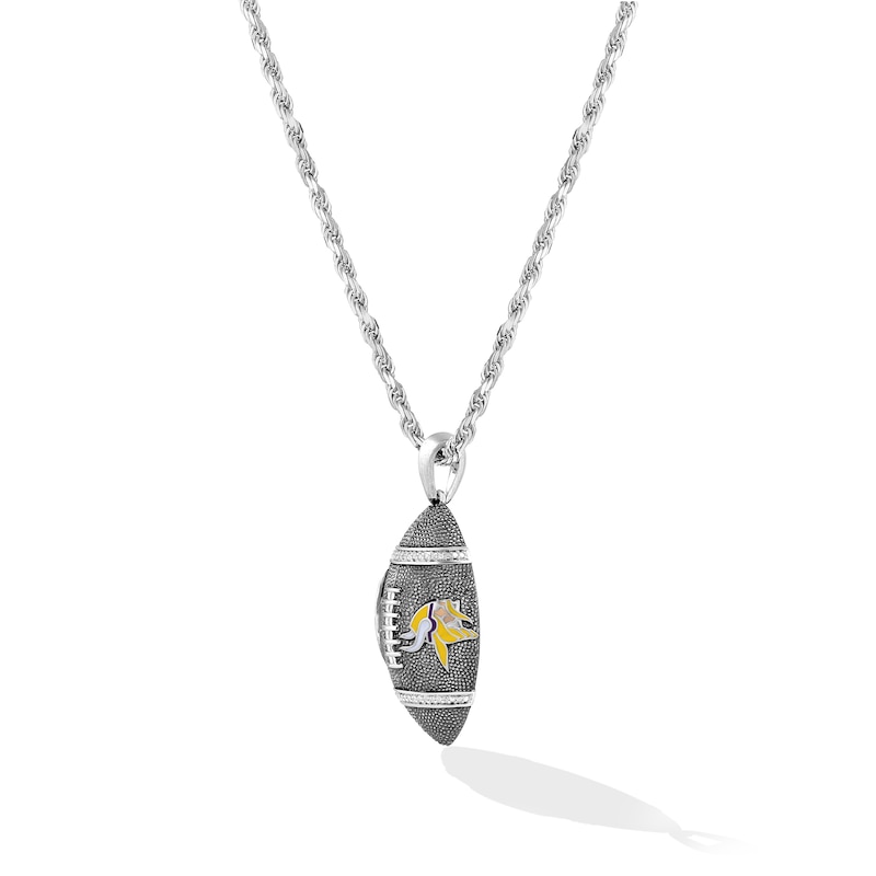 True Fans Minnesota Vikings 1/20 CT. T.W. Diamond Vertical Football  Necklace in Sterling Silver