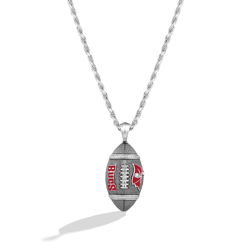 True Fans Tampa Bay Buccaneers 1/20 CT. T.W. Diamond Vertical Football  Necklace in Sterling Silver