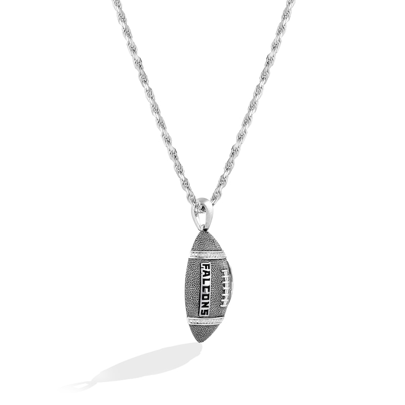 Main Image 2 of True Fans Atlanta Falcons 1/20 CT. T.W. Diamond Vertical Football Necklace in Sterling Silver