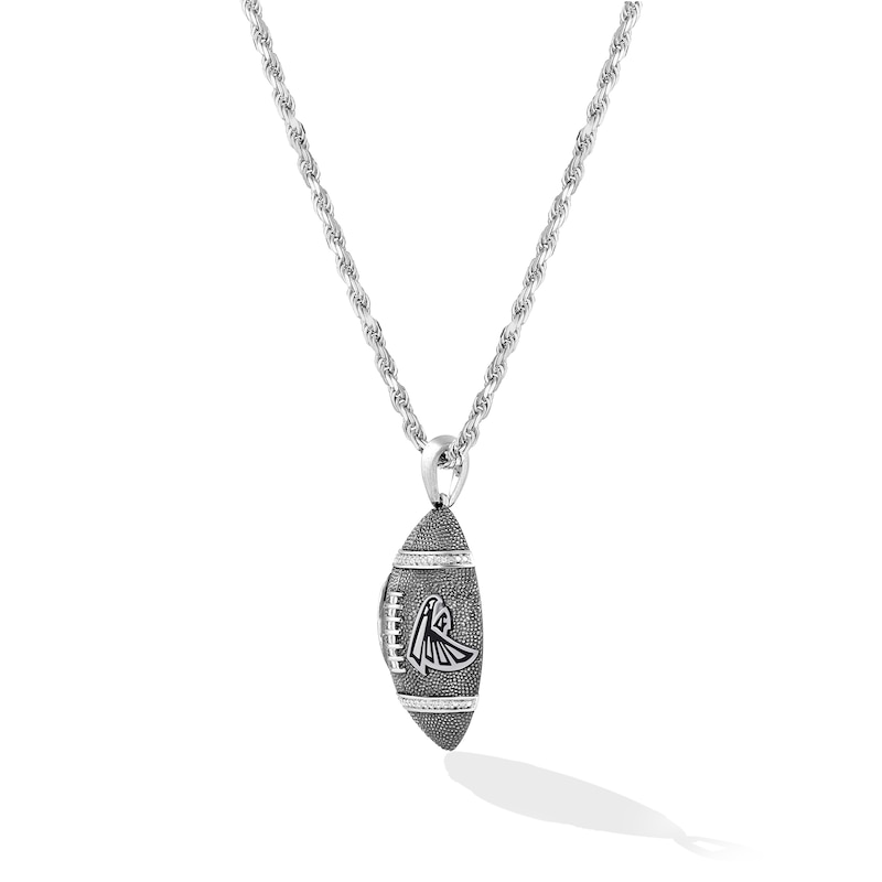 Main Image 3 of True Fans Atlanta Falcons 1/20 CT. T.W. Diamond Vertical Football Necklace in Sterling Silver