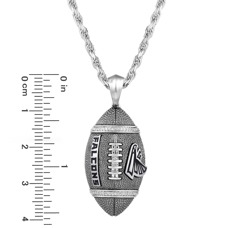 Main Image 4 of True Fans Atlanta Falcons 1/20 CT. T.W. Diamond Vertical Football Necklace in Sterling Silver