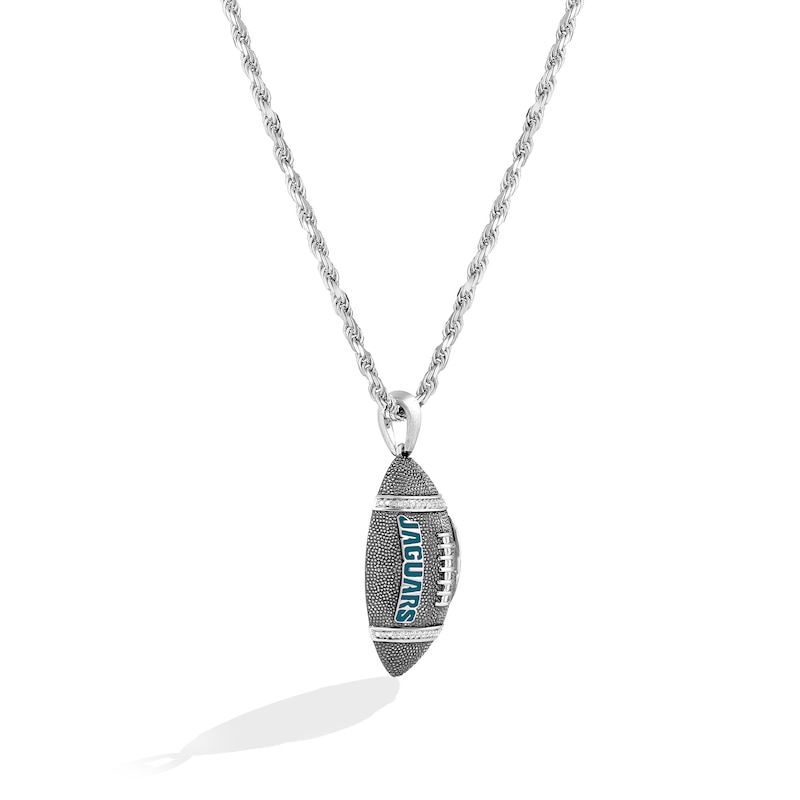 Main Image 2 of True Fans Jacksonville Jaguars 1/20 CT. T.W. Diamond Vertical Football Necklace in Sterling Silver