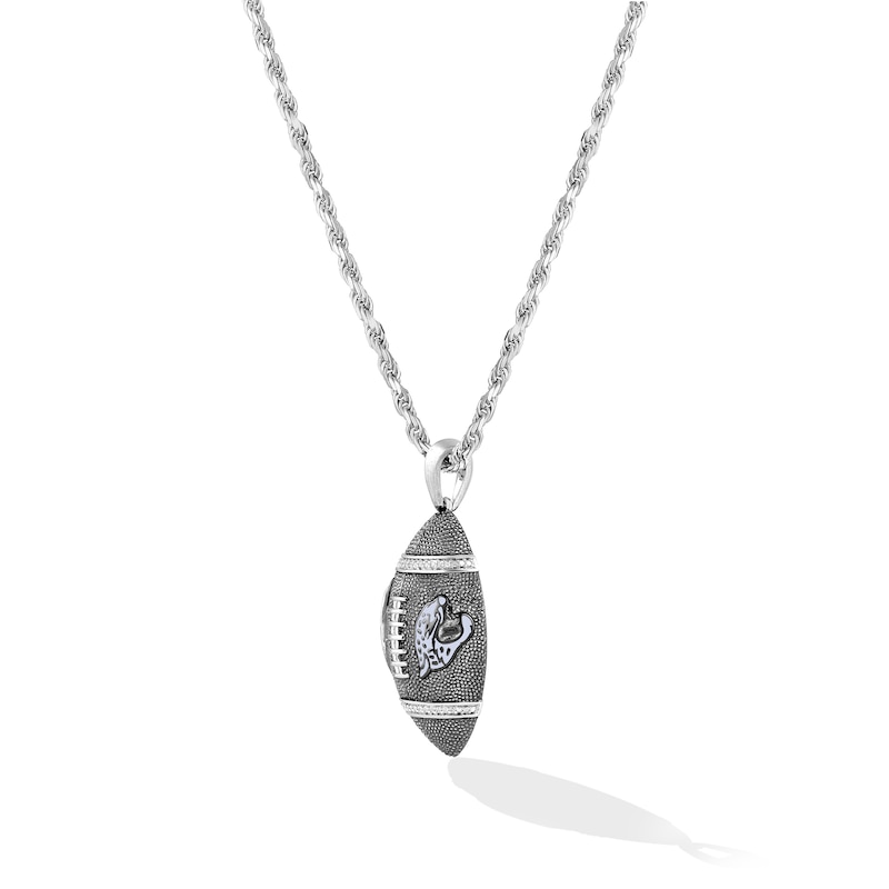 Main Image 3 of True Fans Jacksonville Jaguars 1/20 CT. T.W. Diamond Vertical Football Necklace in Sterling Silver