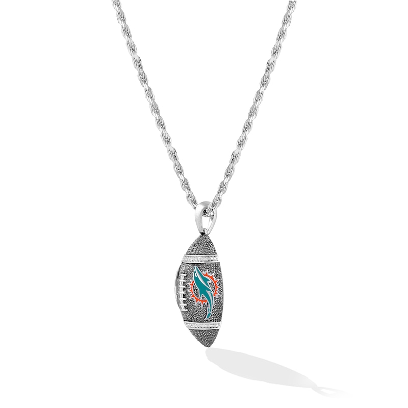 True Fans™ NFL Miami Dolphins Diamond Accent Football Pendant in