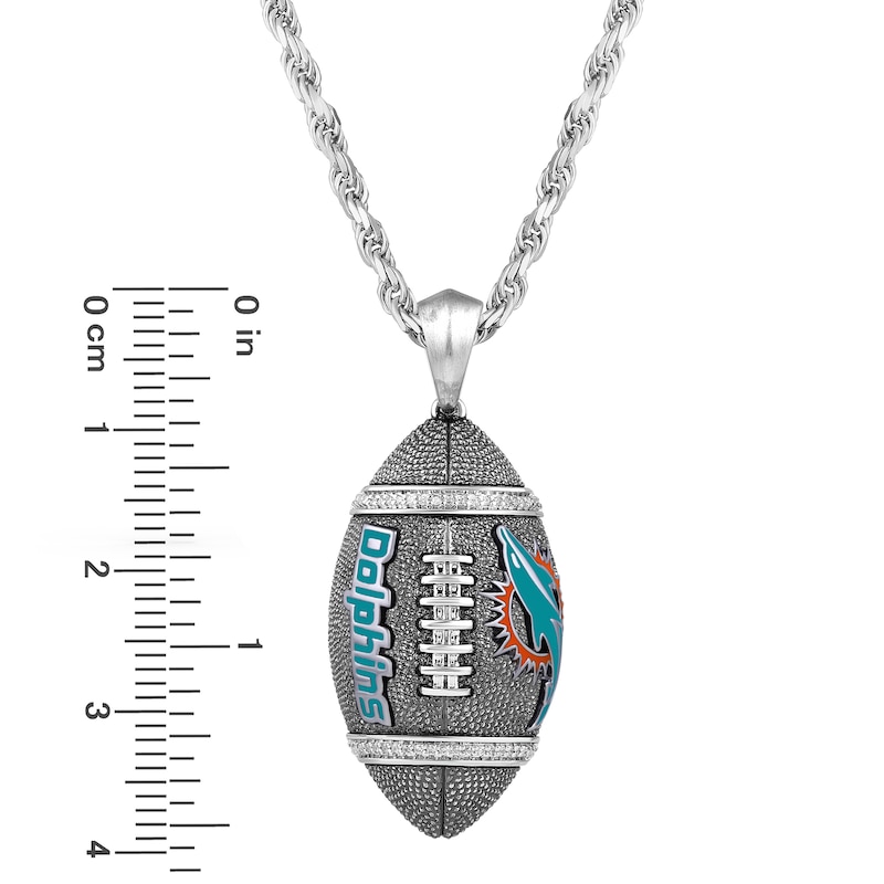 True Fans Miami Dolphins 1/20 CT. T.W. Diamond Helmet Necklace in Sterling  Silver