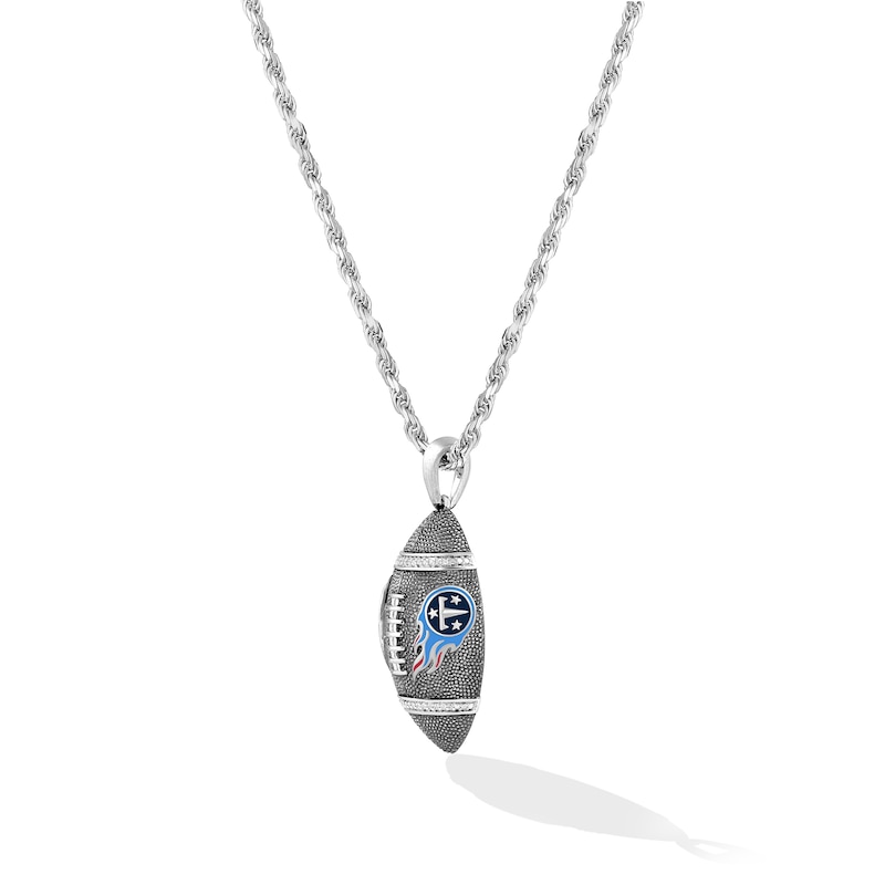 True Fans Tennessee Titans Diamond Accent Football Necklace in Sterling  Silver